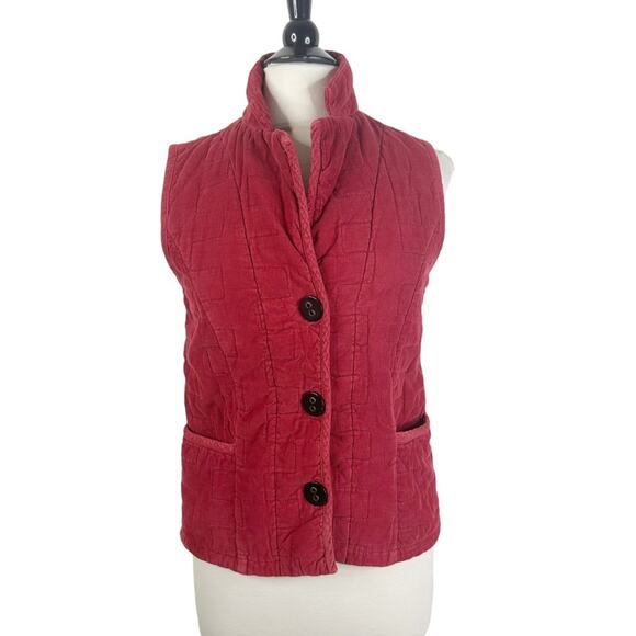 Habitat Size Small Red Quilted Sleeveless Button Front Jacket Vest - Picture 1 of 11